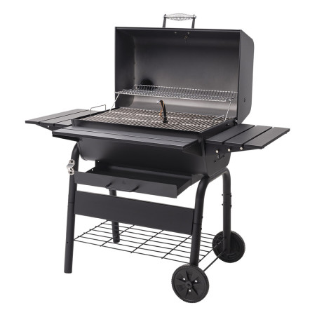 Vue latérale droite sur le barbecue charbon Charcoal L Char-Broil ouvert