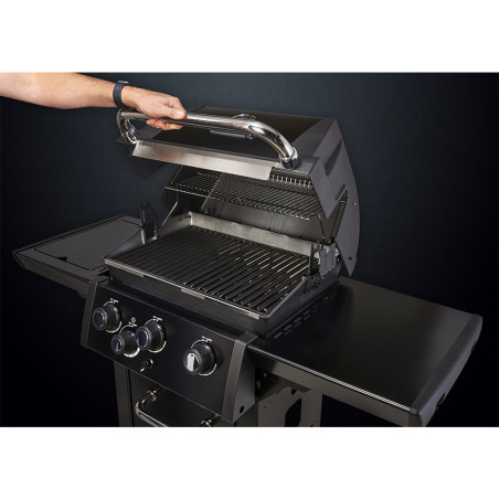 Ouverture du couvercle du Barbecue gaz Royal 340 Shadow Broil King