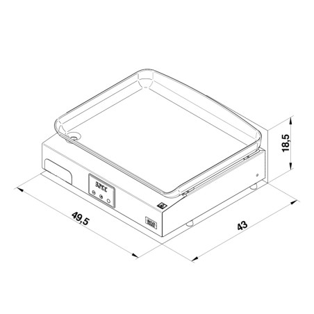 Schéma et dimensions de la plancha électrique Initial 50 ENO