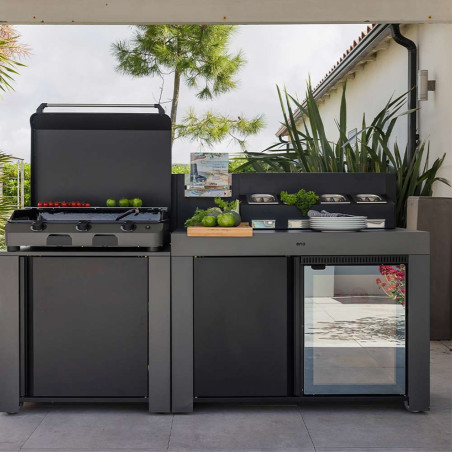 Desserte Félix en acier ENO avec frigo encastré