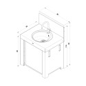 Schéma avec dimensions du modulo évier ENO en acier