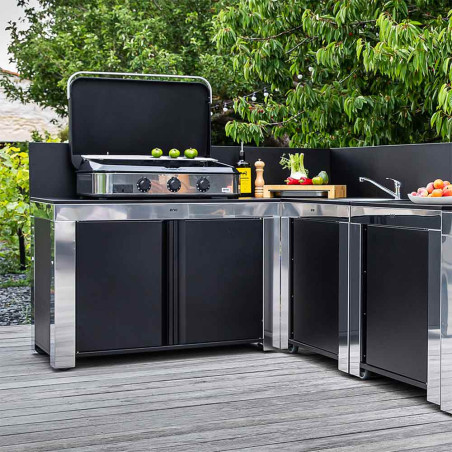 Desserte Félix ENO en inox avec plancha 3 brûleurs