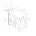 Schéma avec dimensions de la desserte Mobilot ENO en inox et bois