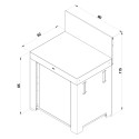 Schéma avec dimensions du modulo plan de travail en acier gris ENO