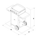 Schéma avec dimensions de la plancha gaz sur chariot Initial 50 ENO