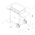 Schéma avec dimensions de la plancha gaz sur chariot Initial 65 ENO