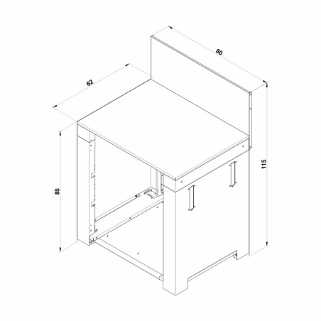 Schéma avec dimensions du modulo pour frigo inox 115 l encastrable