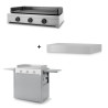 Pack plancha gaz Modern 75 en inox marin + chariot + couvercle Forge Adour