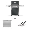 Pack avec le barbecue gaz Rogue PRO 425 SIB Gris et Inox, une plancha en inox et 2 spatules