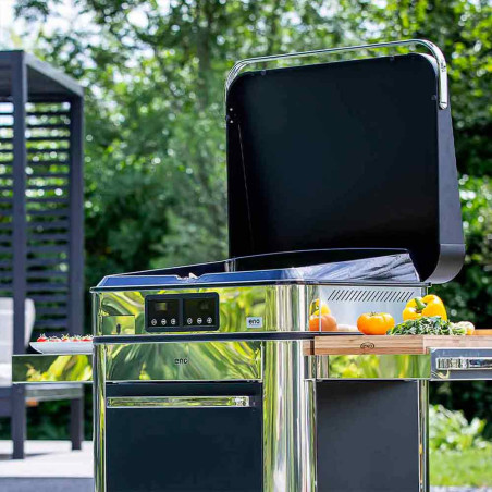Pack plancha électrique Enosign + chariot noir et inox - ambiance Pack plancha électrique Enosign + chariot noir et inox - ambiance