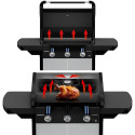 Schéma cuisson directe et indirecte de la plancha gaz EX3 sur chariot