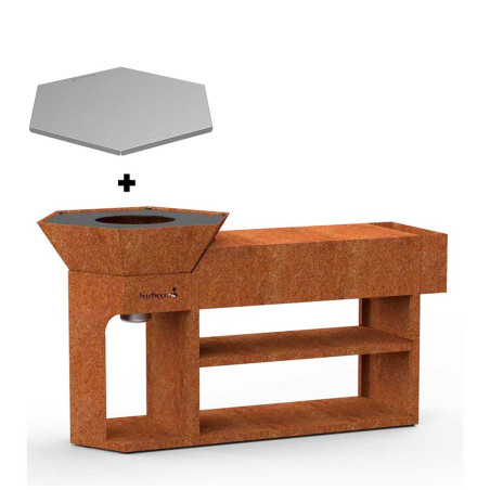 Pack brasero Nestor Island corten Barbecook + couvercle