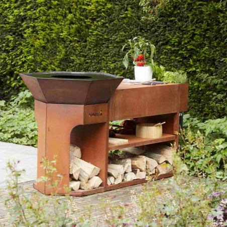 Brasero Nestor Island corten Barbecook - terrasse