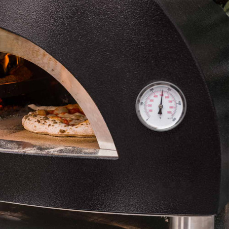 Zoom sur le thermomètre du Four à pizza Moderno 1 au bois Alfa Pizza Noir Zoom sur le thermomètre du Four à pizza Moderno 1 au bois Alfa Pizza Noir