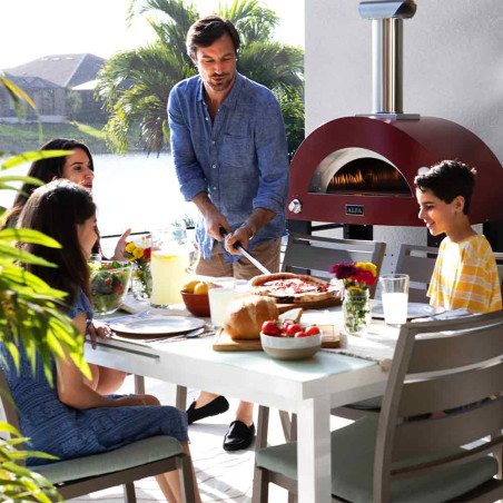 Four à pizza gaz Moderno 3 Alfa Pizza Rouge ambiance Four à pizza gaz Moderno 3 Alfa Pizza Rouge ambiance
