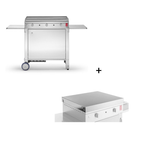 Pack plancha gaz Chef 80, capot et couvercle en inox Planet