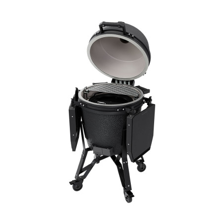 Vue sur le kamado The Bastard Pro Large complete sur chariot