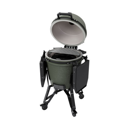 Kamado PRO Large Complete Alpine Green The Basard avec couvercle ouvert