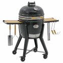 Barbecue kamado TWO.66 noir sur son chariot avec ses tablettes incluant des porte ustensiles Barbecue kamado TWO.66 noir sur son chariot avec ses tablettes incluant des porte ustensiles