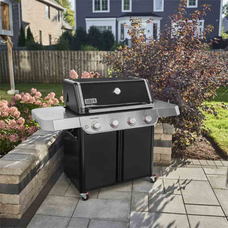 Visuel d'ambiance avec barbecue gaz Genesis E-415 Weber en extérieur