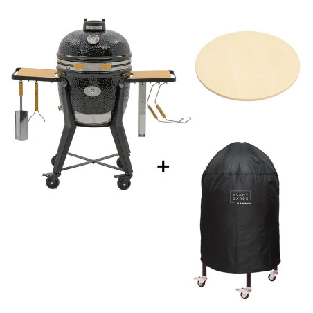 PACK Kamado TWO55 sur chariot + Housse + Pierre a Pizza - Monolith