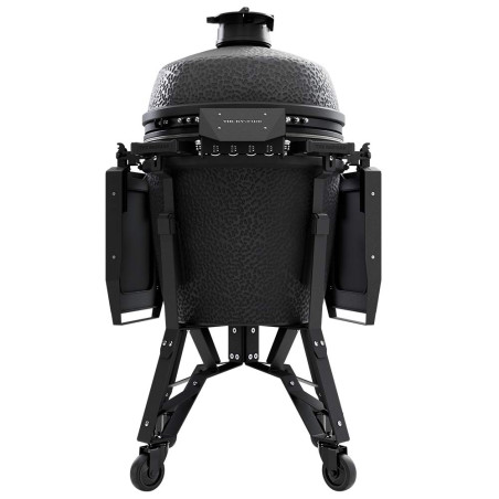 Vue de dos sur le barbecue charbon The Bastard Pro Large Complete Graphite
