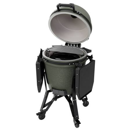 Kamado PRO Large Complete Alpine Green The Bastard avec couvercle ouvert