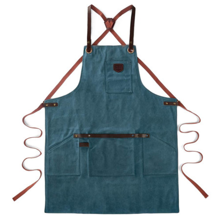 Vue sur le tablier de cuisine 547 alaskan Maker bleu canard