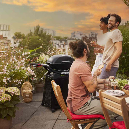 Image lifestyle du barbecue gaz Q 2800 N + noir sur chariot Weber Image lifestyle du barbecue gaz Q 2800 N + noir sur chariot Weber