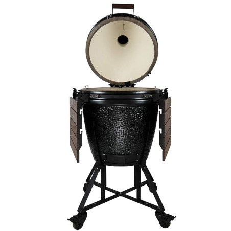 Vue de face, couvercle ouvert sur le barbecue kamado The Bastard Anniversary Edition