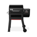 Vue sur le barbecue Searwood 600 avec tablette en avant en acier