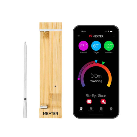 Thermomètre sans fil MEATER Pro + station de rechargement en bambou + smartphone avec application MEATER Thermomètre sans fil MEATER Pro + station de rechargement en bambou + smartphone avec application MEATER