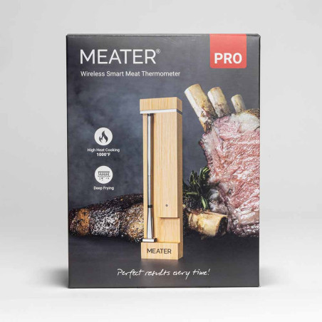 Packaging du thermomètre sans fil MEATER Pro - vue de face Packaging du thermomètre sans fil MEATER Pro - vue de face