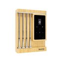 4 sondes intelligentes MEATER Pro XL dans leur station de rechargement en bambou 4 sondes intelligentes MEATER Pro XL dans leur station de rechargement en bambou