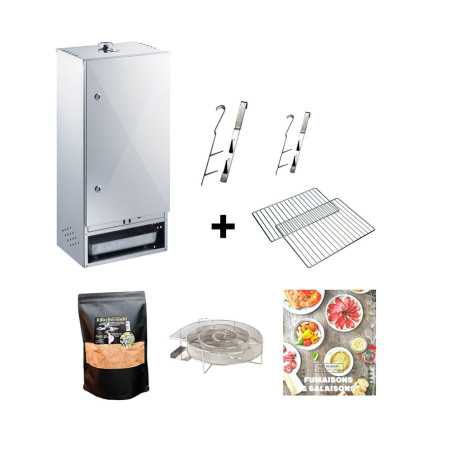 Pack fumoir 75 cm inox Peetz porte charnieres