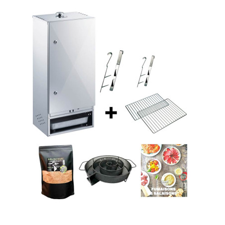 Pack fumoir inox 85 cm Peetz porte charnières