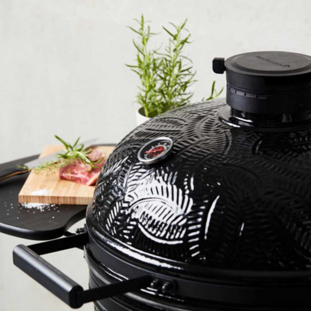 Kamado Kamal 1.0 XL finitions noir brillant et motif feuilles Barbecook Kamado Kamal 1.0 XL finitions noir brillant et motif feuilles Barbecook