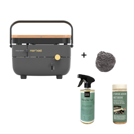 Pack Forge Adour Plancha NOMAD + boule inox + Net Absorb + Plancha Net