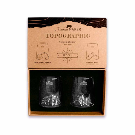 Set 2 shooters Topographic Alaskan Maker - Coffret ouvert