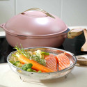 Cuisson à la vapeur de saumon et légumes dans la poêle La Fabuleuse Saphir 28 cm Cookut