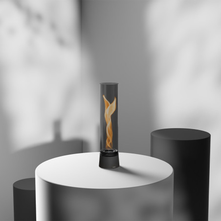 Feu table flamme SPIN air 900 tout noir ambiance