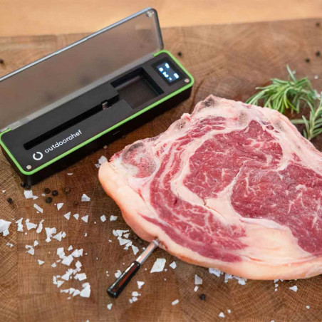 Sonde du thermomètre barbecue sans fil Easy Check Single Outdoorchef dans une côte de boeuf