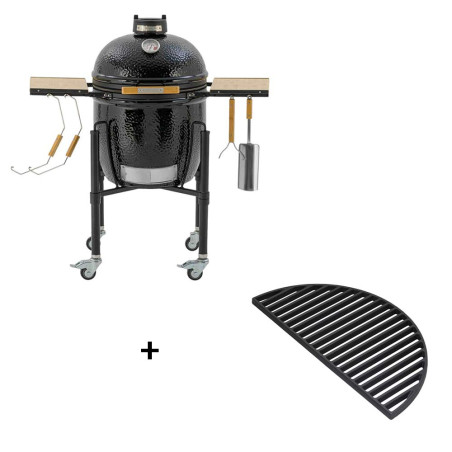 Pack barbecue kamado ONE.55 sur chariot et demi-grille en fonte Monolith