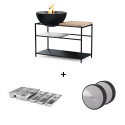 Pack Höfats avec cuisine extérieure Fire Kitchen Bowl 70 + 5 bacs gastronomiques + 2 roues