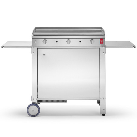 Pack Planet plancha gaz Chef 80 lisse + chariot en inox