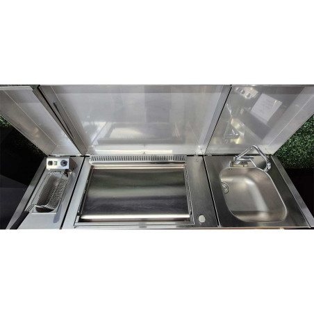 Zoom sur la surface de cuisson de la cuisine extérieure Planet en inox - modèle d'exposition