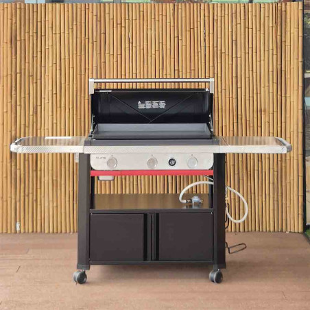 Modèle d'expo - plancha gaz Weber Slate 76 cm sur chariot avec couvercle fermé