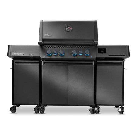 2 meubles de rangement noir mat installés sur le barbecue gaz Prestige Phantom Napoléon