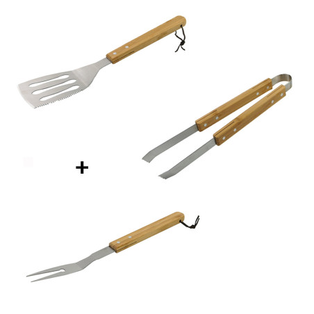 3 ustensiles en bambou et en inox Nordic Flame