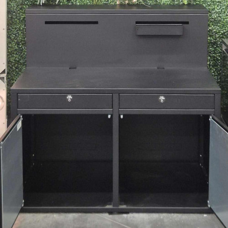 Produit occasion - meuble cuisine extérieure en acier noir Forge Adour pour plancha ouvert